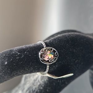 C-7 Black toned ring with mystic stone solitaire